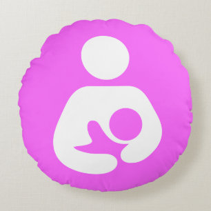 Pink Breastfeeding Icon Round Cushion