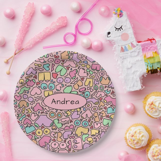 Pink breasts popular funny pattern paper plate (Party)