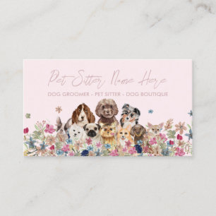 Pink Breed Dog Grooming Petsitter Business Card