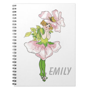 Pink Briar Rose Flower Floral Funny Cute Girl Notebook