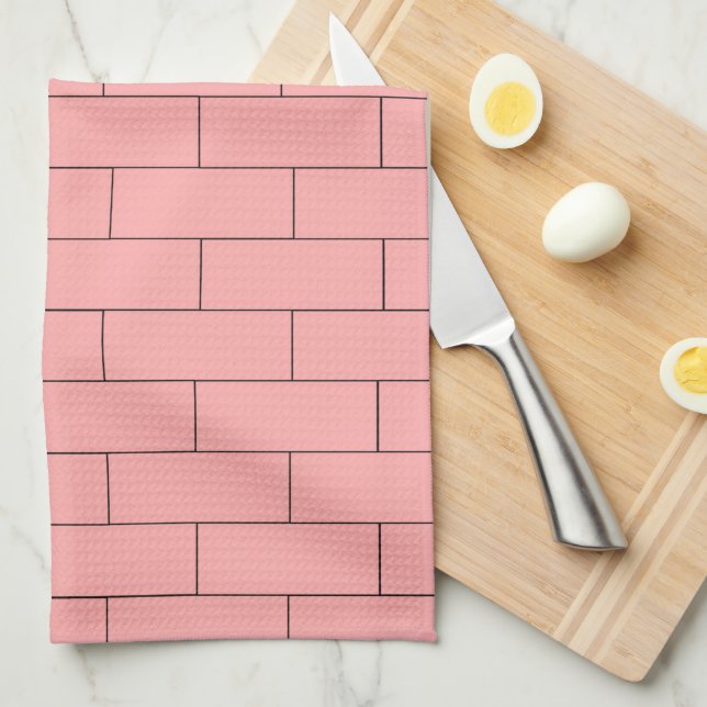 Pink Brick Design Tea Towel (Quarter Fold)