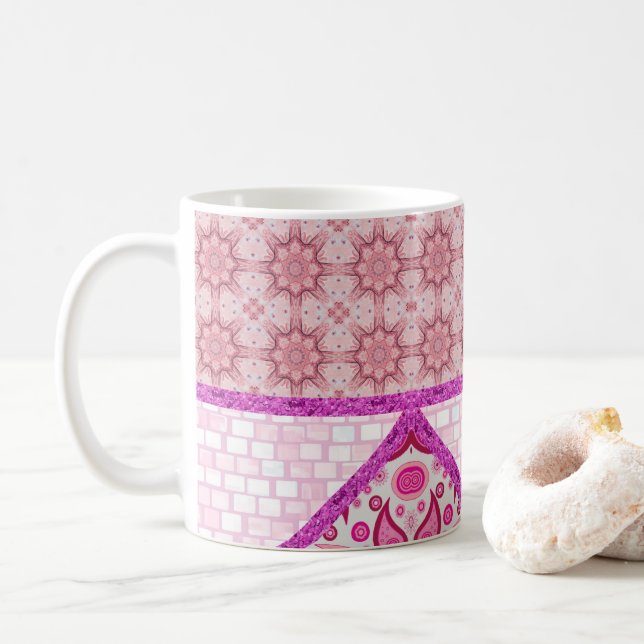 Pink Brick Paisley Mug (With Donut)