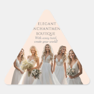 Pink Bridal Bliss Celebrate Love Happiness Wedding Triangle Sticker