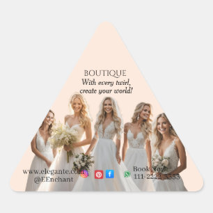 Pink Bridal Bliss Celebrate Love Happiness Wedding Triangle Sticker