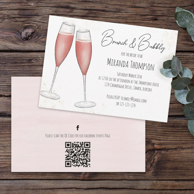 Pink Bridal Brunch Shower QR Code Social Media Invitation (Creator Uploaded)
