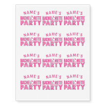 Pink Bridal Party Bachelorette Party Tattoos