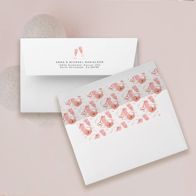 Pink Bridal rBachelorette Party Pattern Liner Envelope (Creator Uploaded)