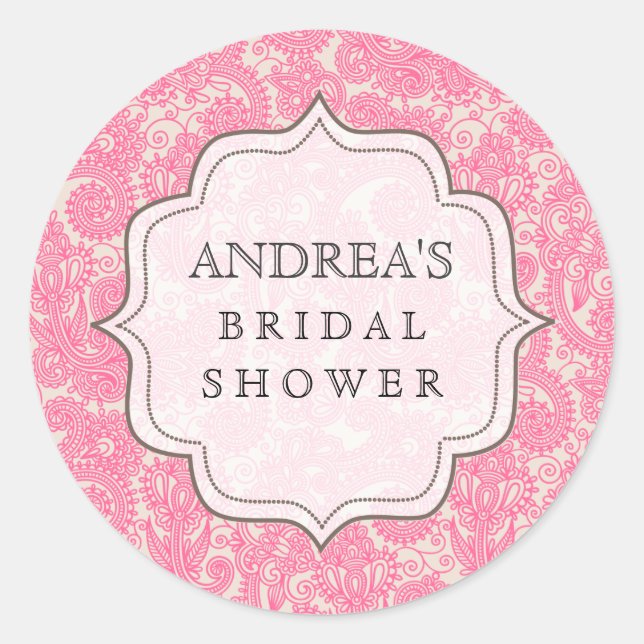 Pink Bridal Shower Dessert Table Tag Label (Front)