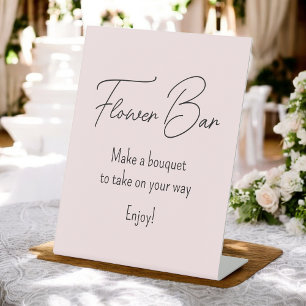 Pink Bridal Shower Flower Bar Pedestal Sign