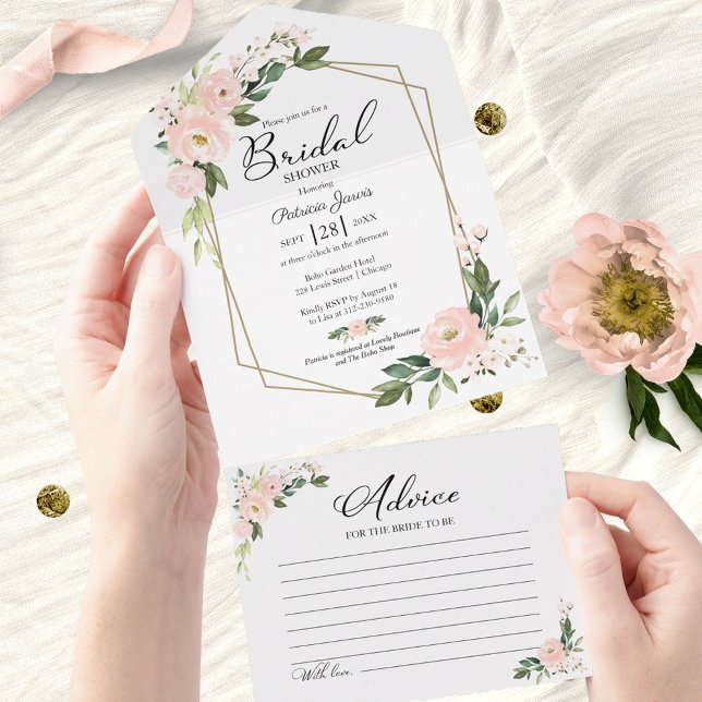 Pink Bridal Shower Invitation With Advice Card (Creator Uploaded)