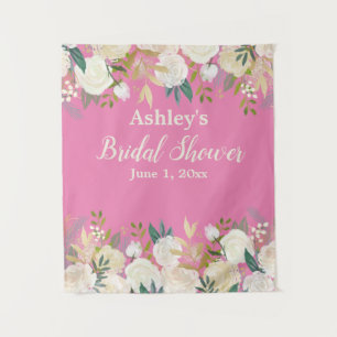 Pink Bridal Shower Photo Booth Backdrop Boho Prop Tapestry