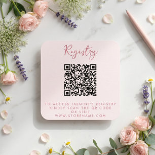 Pink Bridal Shower QR Code Enclosure Card