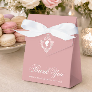 Pink Bridal Shower Regency Lady & Crest Dusty Rose Favour Box