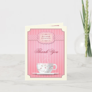 Pink Bridal Shower Tea Party Thank You Card