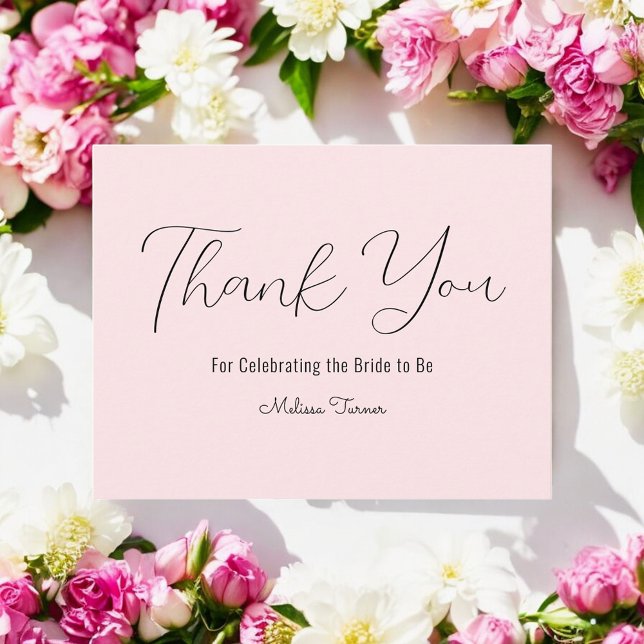 Pink Bridal Shower Thank You Card  (Creator Uploaded)