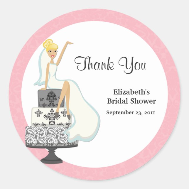 Pink Bridal Shower Thank You Stickers (Front)