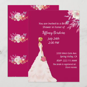 Pink Bride Bridal Shower Invitation