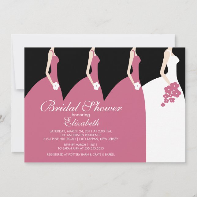 Pink Bride Bridesmaids Bridal Shower Invitation (Front)