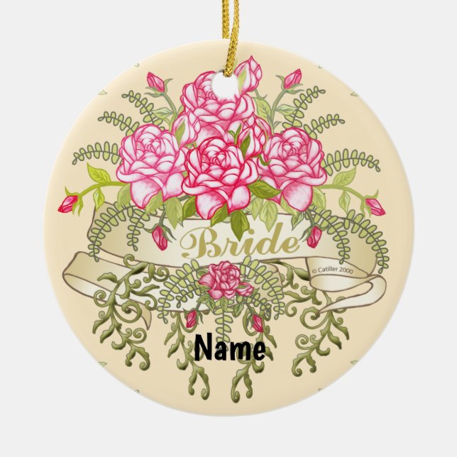 Pink Bride custom wedding ornament (Front)