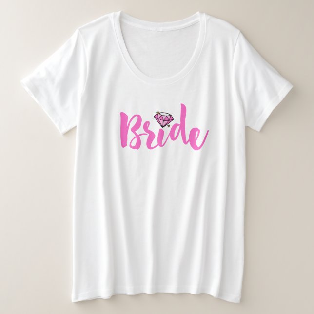 Pink Bride Diamond Plus Size T-Shirt (Design Front)