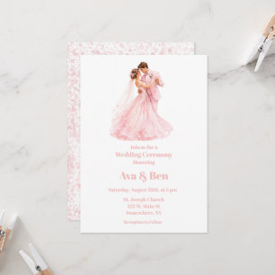 Pink Bride & Groom Dancing Wedding Ceremony Invitation