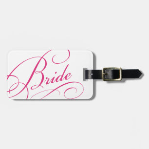 Pink bride sweet romantic honeymoon luggage tag