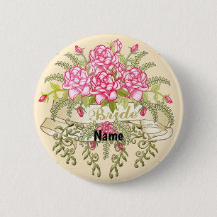 Pink Bride wedding pin button