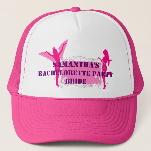 Pink brides bachelorette party trucker hat (Front)