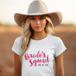 Pink Bride's Squad Personalised Bridal Party Tanks<br><div class="desc">Custom bridal party tees and tanks with "Bride's Squad" graphic in a stylish brush script. Personalise it with your wedding date,  wedding hashtag,  names or other custom text. Perfect gift for bride,  bridesmaids and wedding party to wear for the bachelorette party or wedding day!</div>