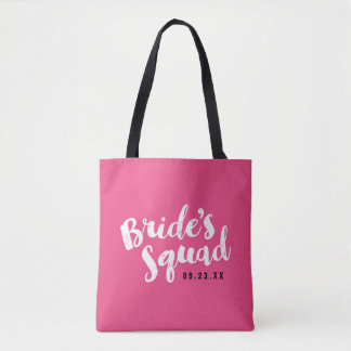 Pink Bride's Squad Personalised Bridal Party Totes