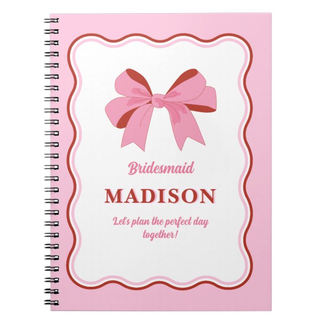 Pink Bridesmaid Bachelorette Notebook (Front)