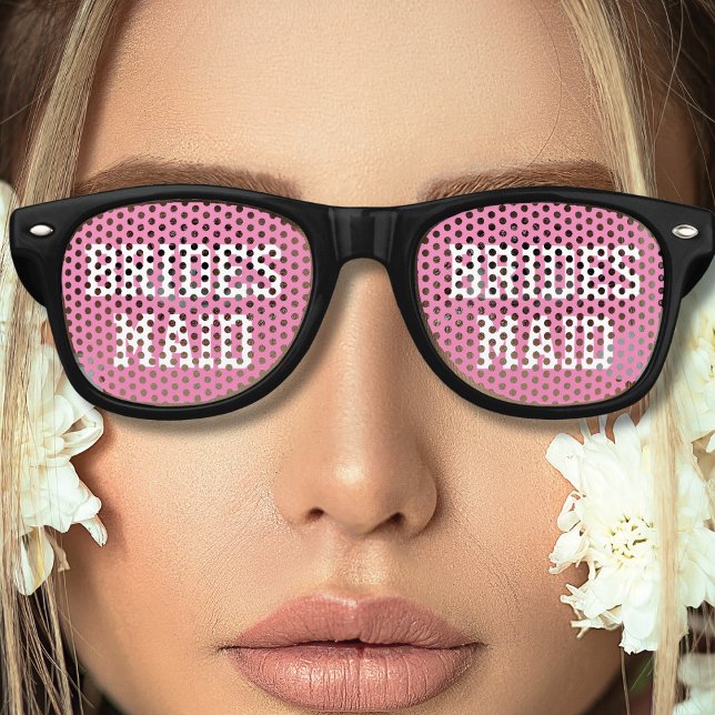 Pink Bridesmaid Bachelorette Party Bridal Shower Retro Sunglasses (pink bridesmaid retro sunglasses)