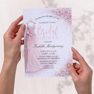 Pink Bridesmaid Dress Bridal Shower Invitation