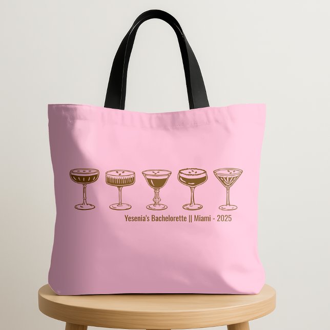 Pink Bridesmaid Espresso Martini Bachelorette  Tote Bag (Creator Uploaded)