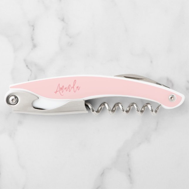 Pink Bridesmaid Gift Personalised Corkscrew (Front)