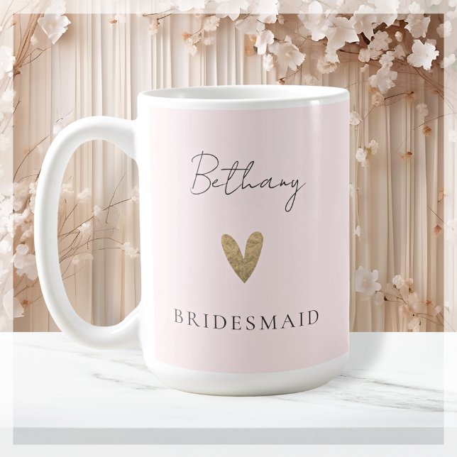 Pink Bridesmaid Heart Modern Script  Coffee Mug (Creator Uploaded)