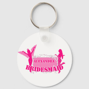 Pink bridesmaids bachelorette key ring