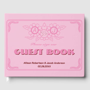 Pink Bright and bold Wedding Guest Book