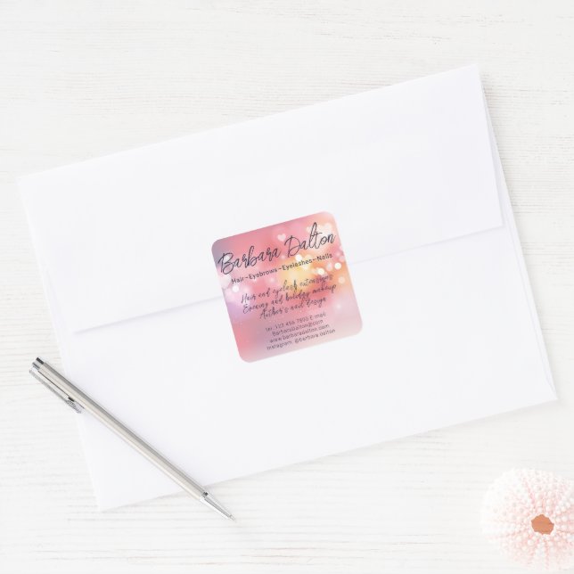 Pink Bright Bokeh  Square Sticker (Envelope)