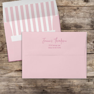 Pink Bright Colourful Striped Return Address Envelope