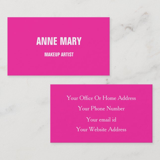 Pink Bright Makeup Artist Beauty Hair Salon Cool Business Card (Front/Back)