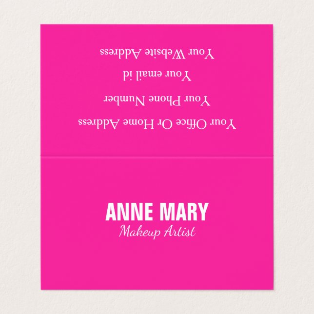 Pink Bright Makeup Artist Beauty Hair Salon Spa Business Card (Outside Unfolded)