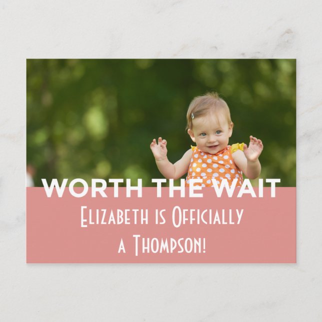 Pink Bright Modern Stripes Adoption Announcements (Front)