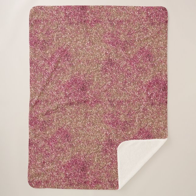 Pink Bronze Ombre Sparkle Glitter         Sherpa Blanket (Front)