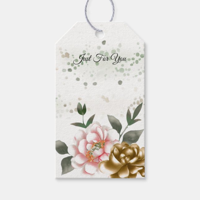 Pink Bronze Speckled Peony Gift Tags (Front)