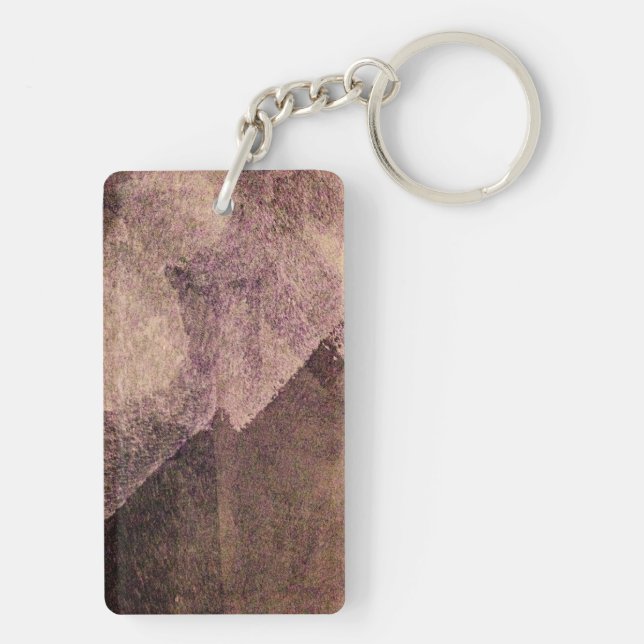 Pink brown abstract painting brush stroke art key ring (Back)