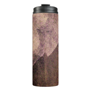 Pink brown abstract painting brush stroke art thermal tumbler