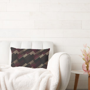 Pink brown and beige geometric lumbar cushion