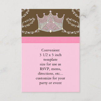 Pink Brown Baby Girl Princess Baby Shower RSVP Card