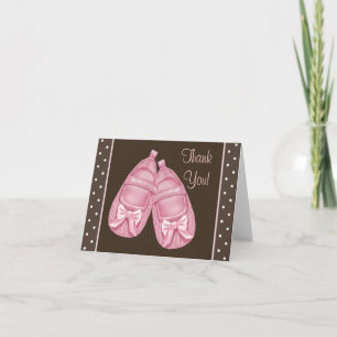 Pink Brown Baby Shower Thank You Cards